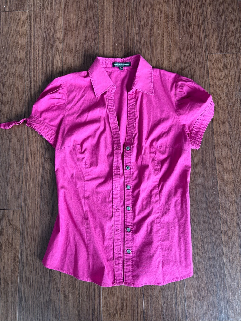 Express Fuchsia Short-Sleeve Button-Down Shirt